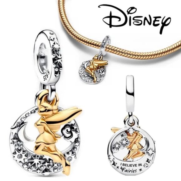 New - Pandora Disney Tinker Bell I believe in fairies Sterling Silver ALE Charm - Picture 1 of 7